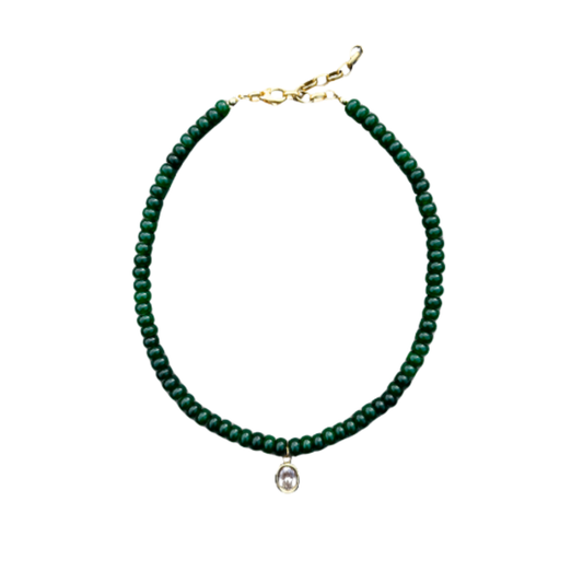 Green Bezel Stone Necklace