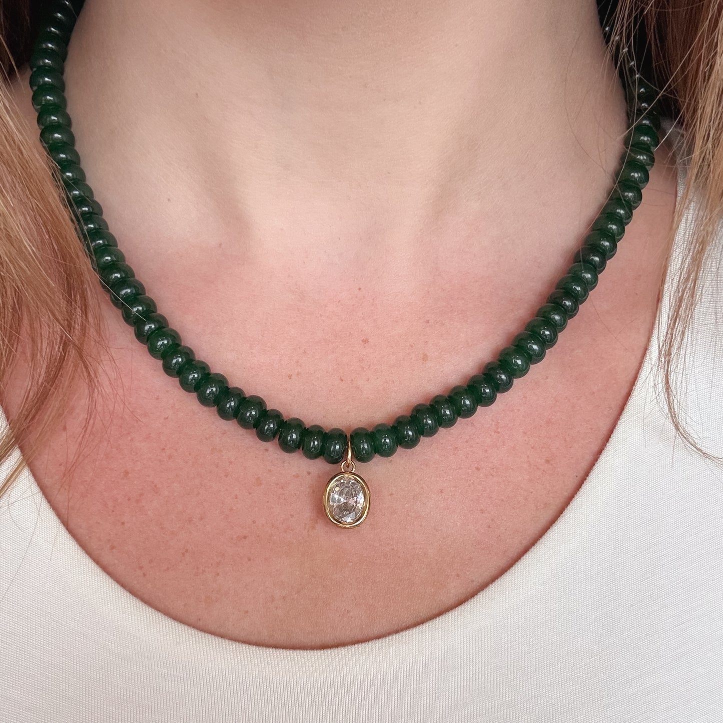 Green Bezel Stone Necklace