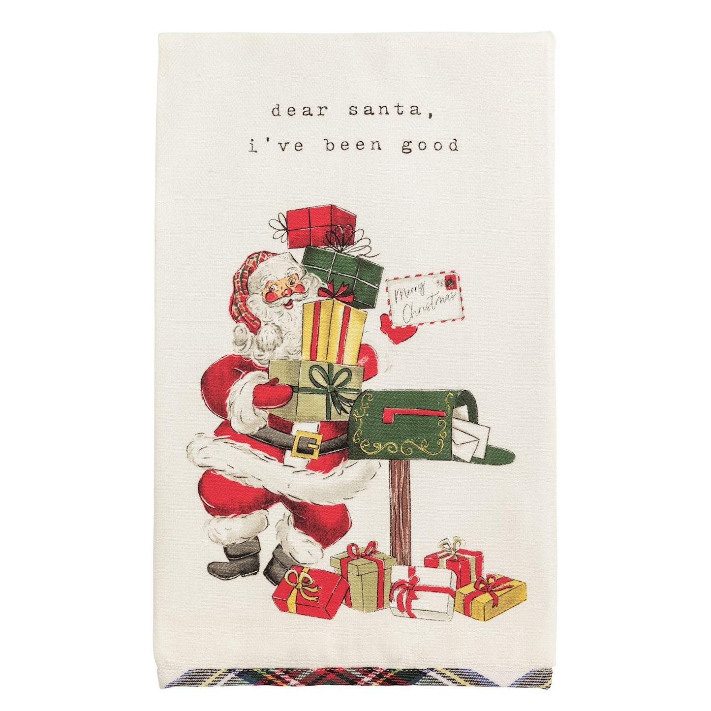 Christmas Tartan Hem Towels