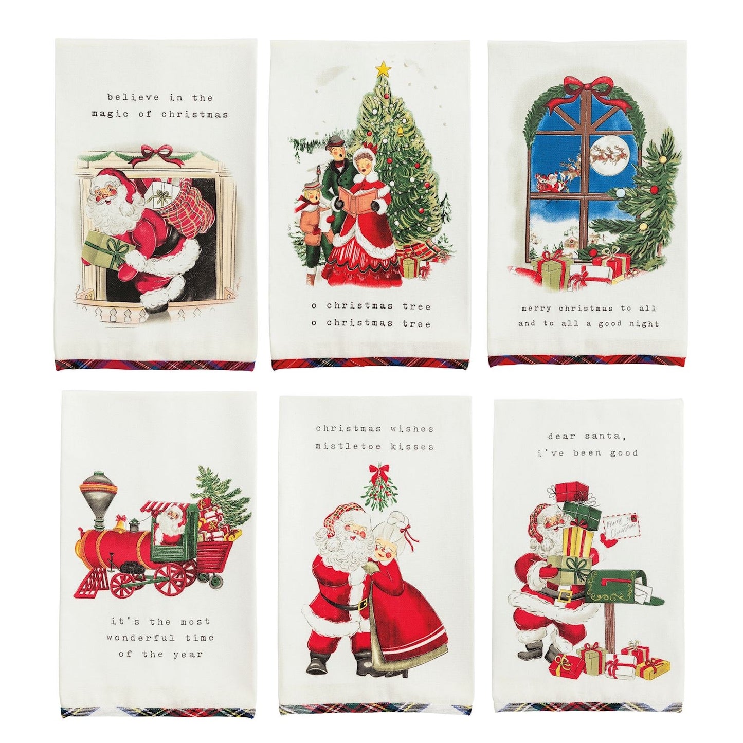 Christmas Tartan Hem Towels