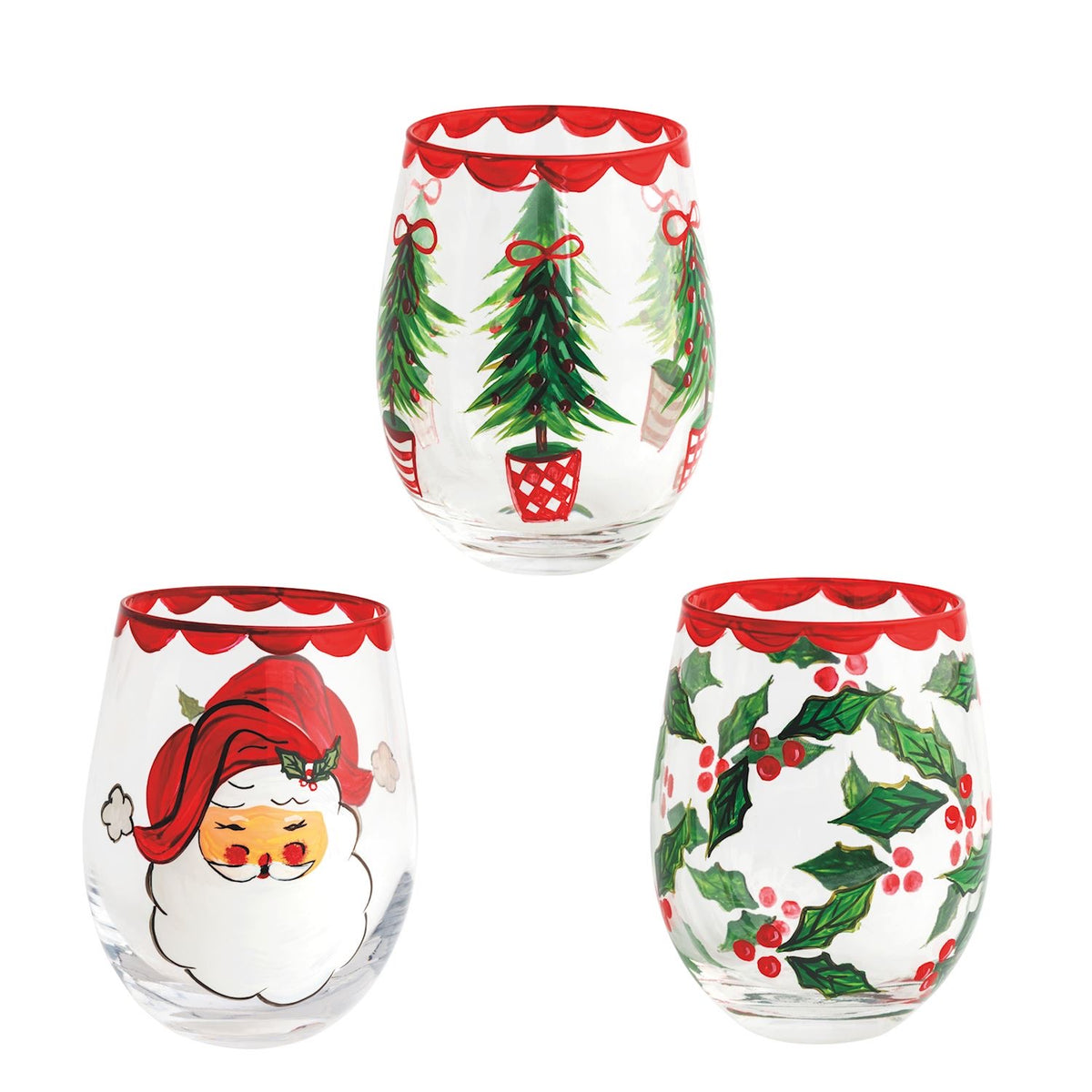 Christmas Painted Wine Glasses