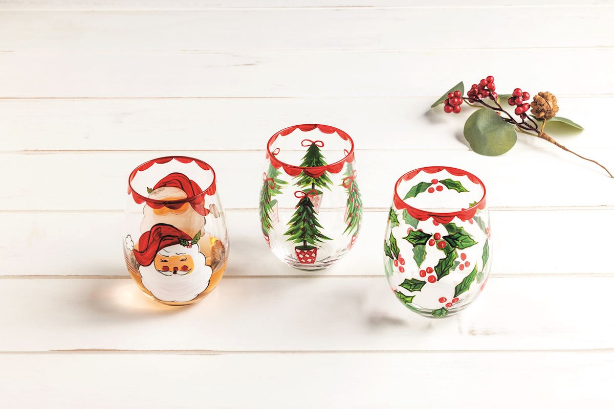 Christmas Painted Wine Glasses