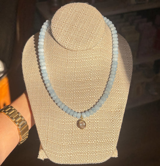 Light Blue Bezel Stone Necklace