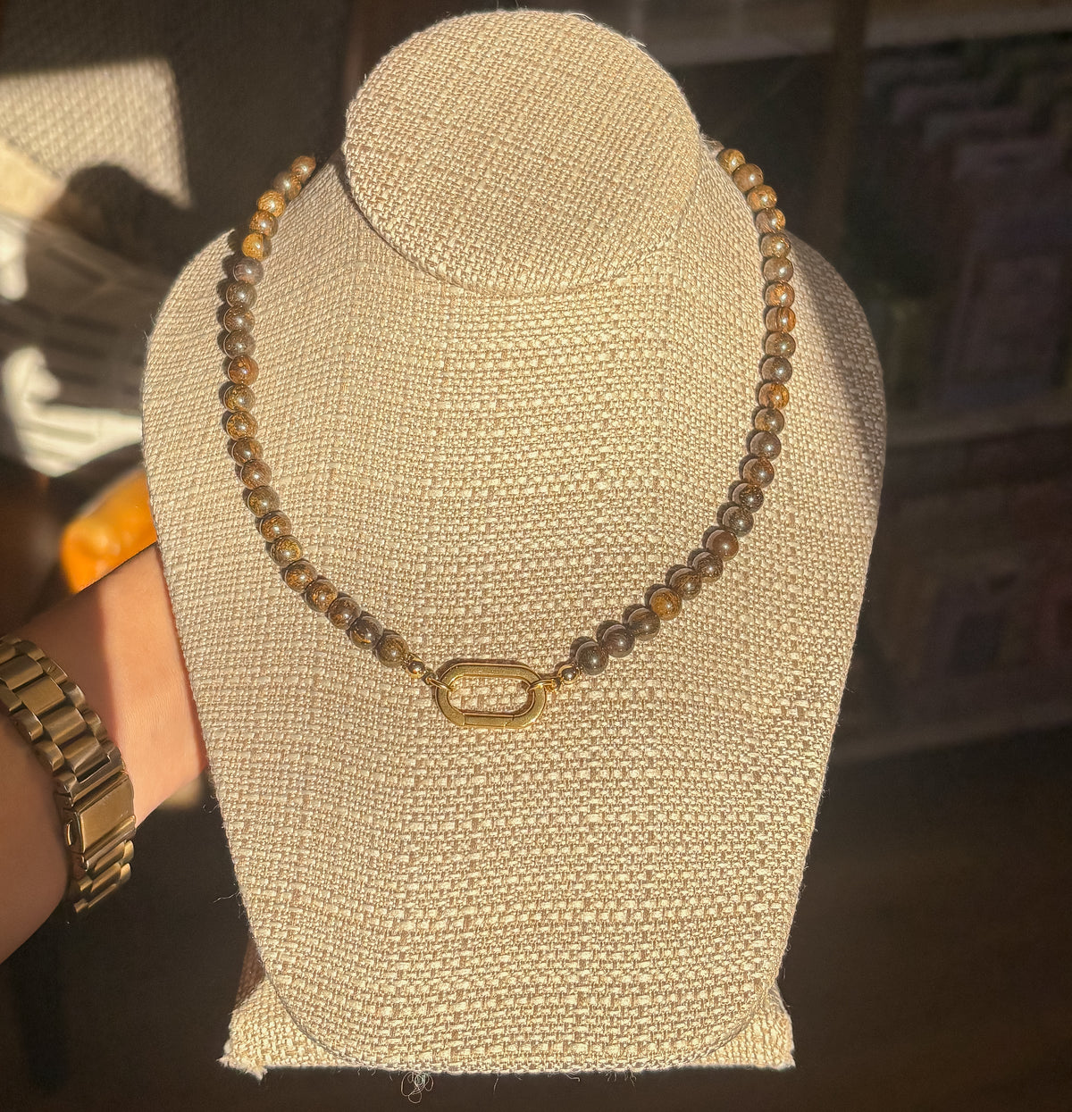 Brown Beaded Toggle Necklace