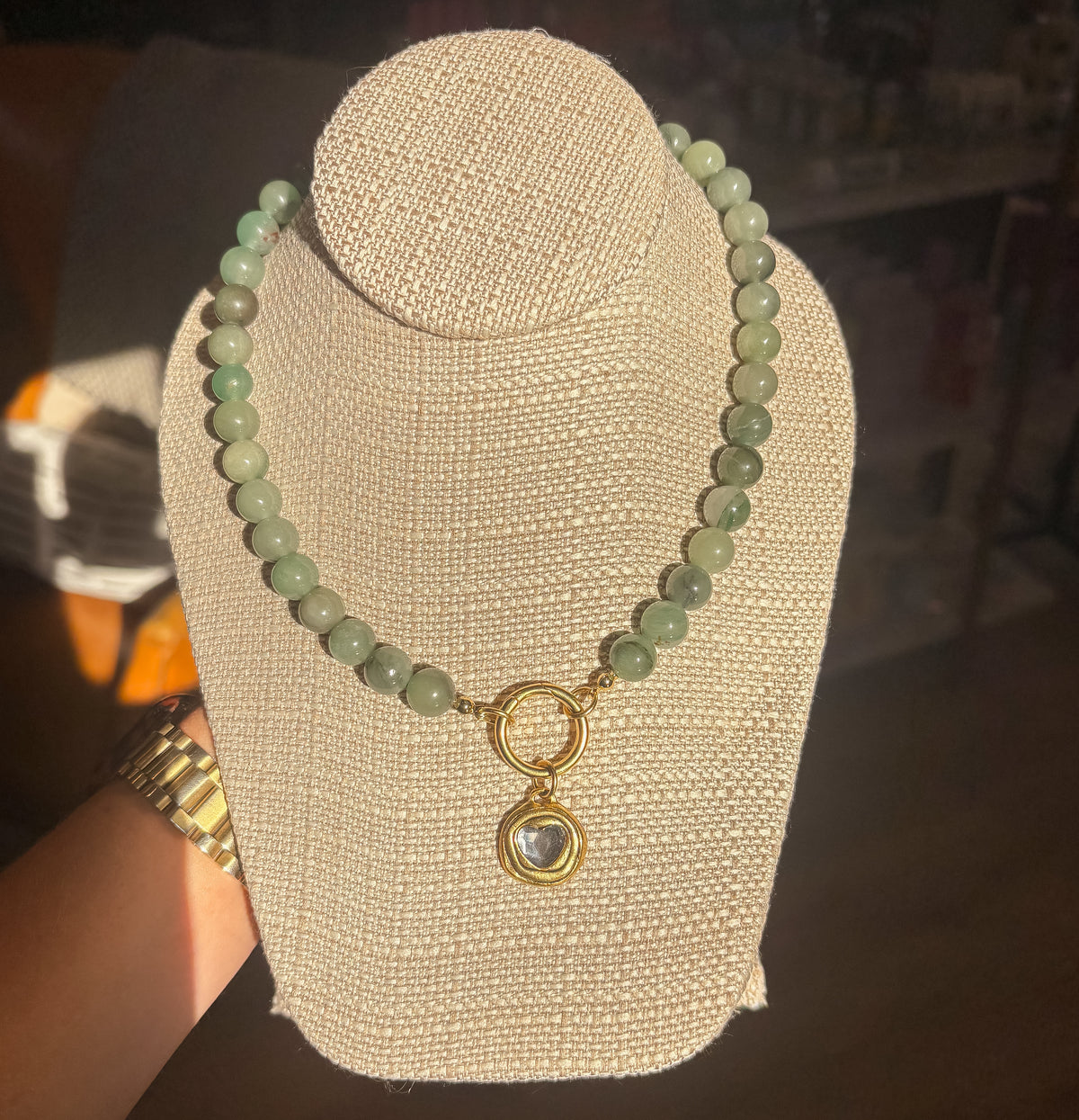 Green Diamond Heart Necklace