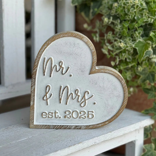 Mr & Mrs Carved Wooden Plaque