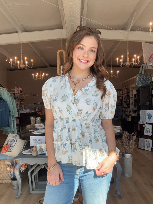 Shirred Peplum Blouse