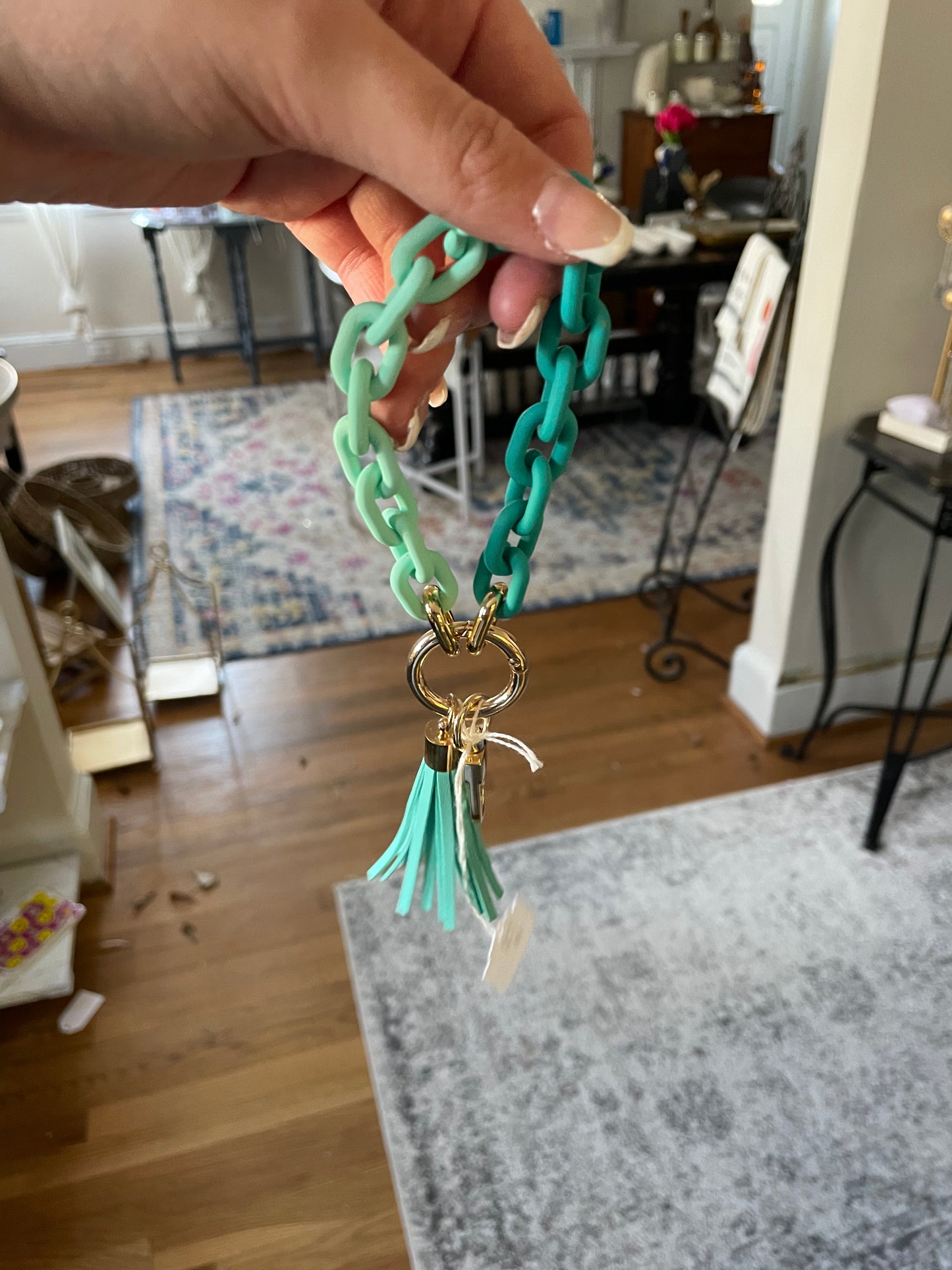 Teal Chain Wristlet