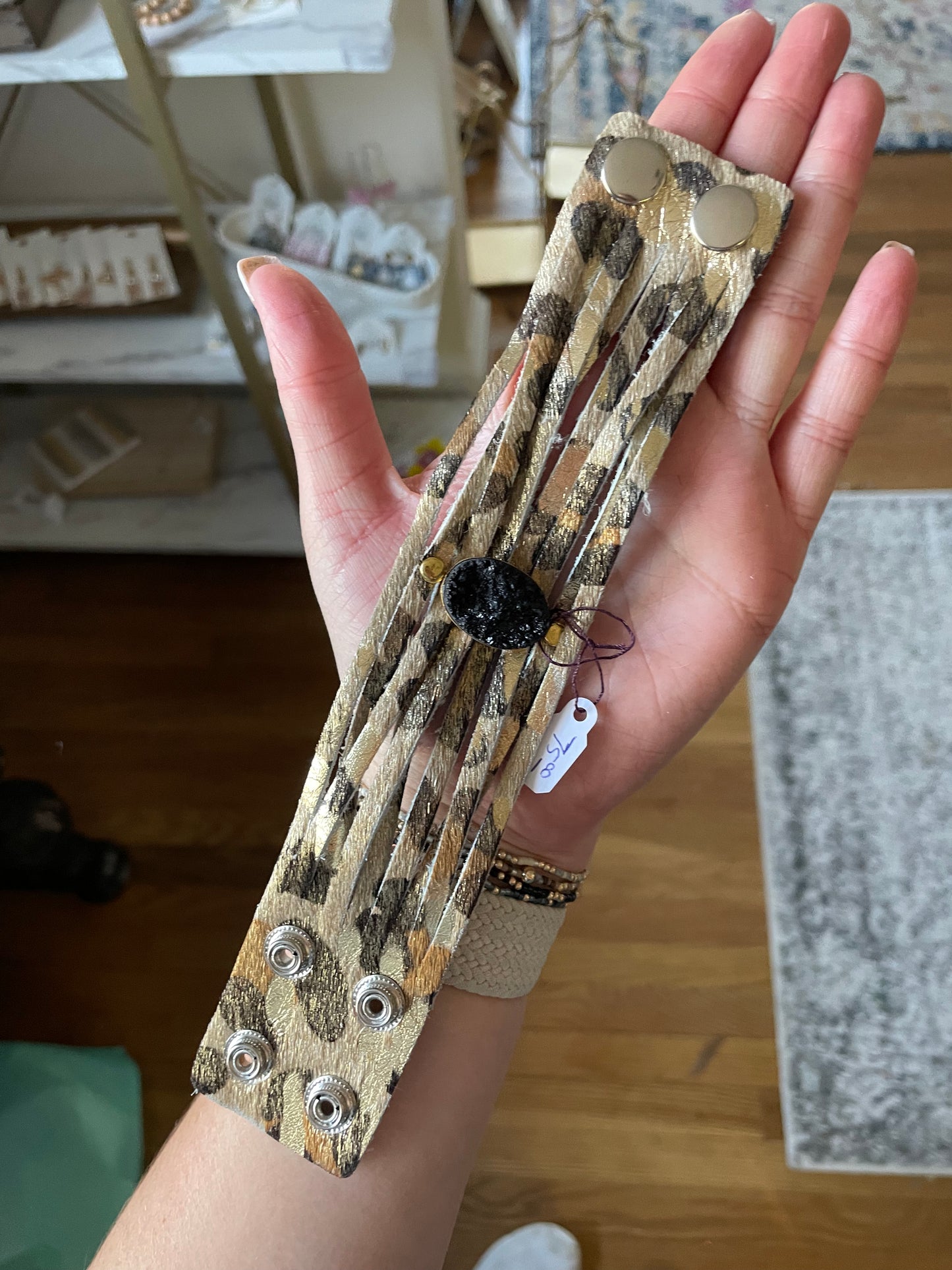 Leather Bracelet with Crystal