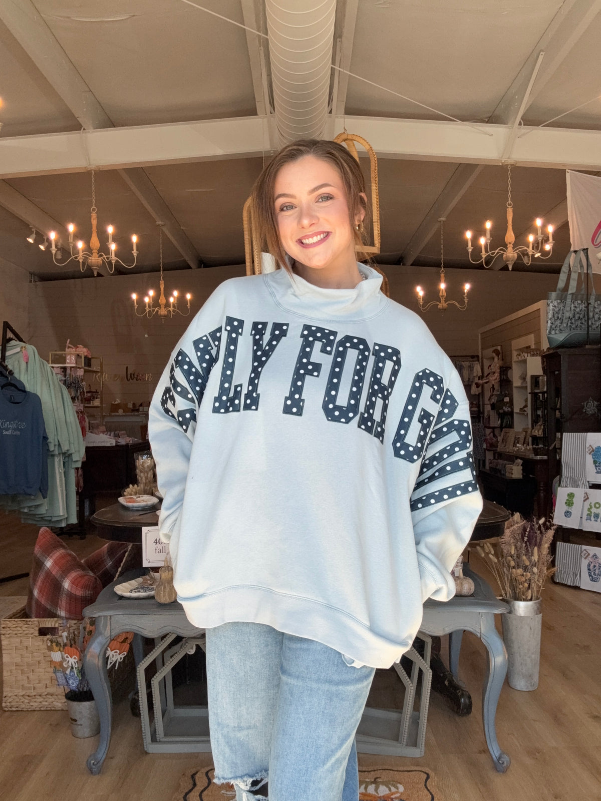 “SIMPLY FOR GOOD” Mock Neck Sweatshirt