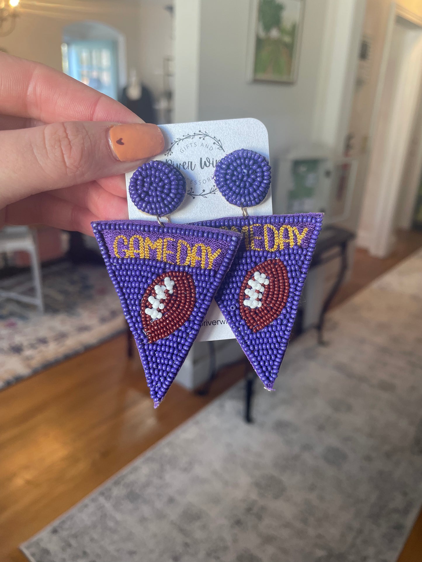 GAMEDAY Beaded Earrings – Purple