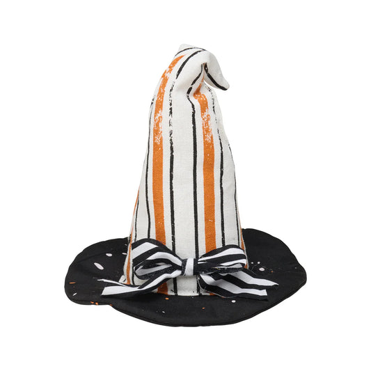 Orange & Black Striped Witch Hat