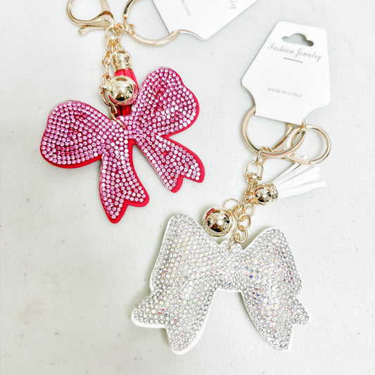 Rhinestone Bow Keychain