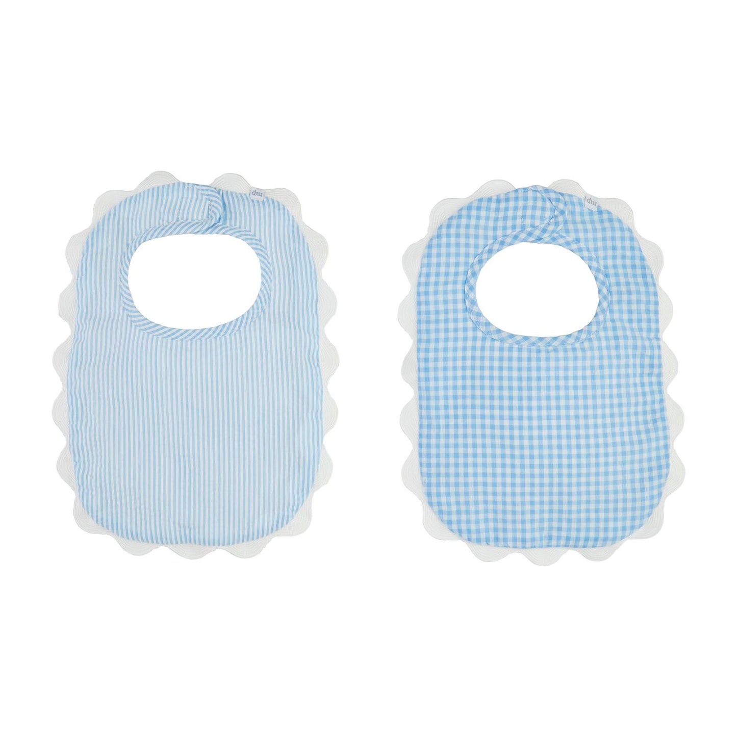 Blue Scalloped Bibs