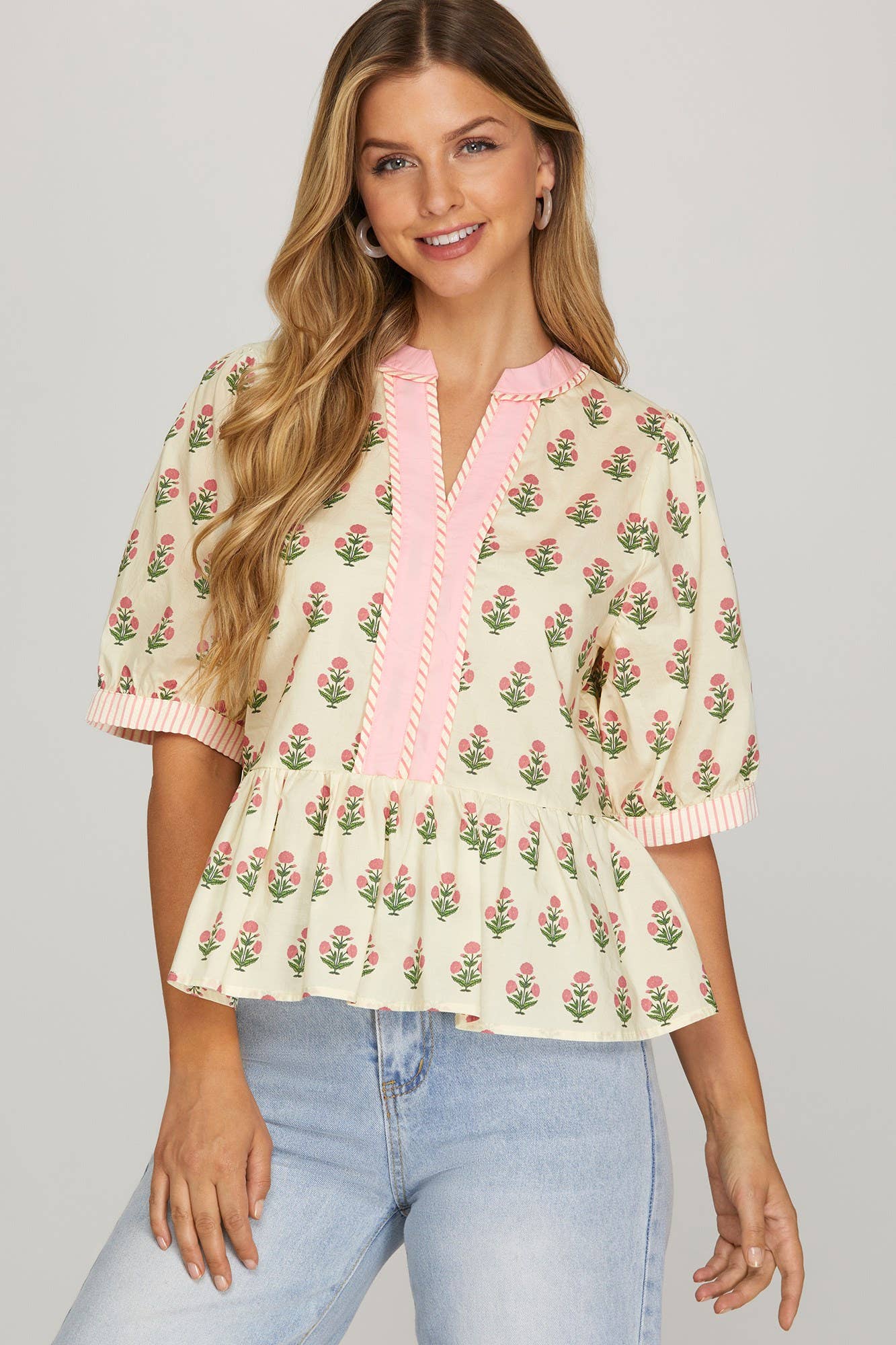 Peony Print Top