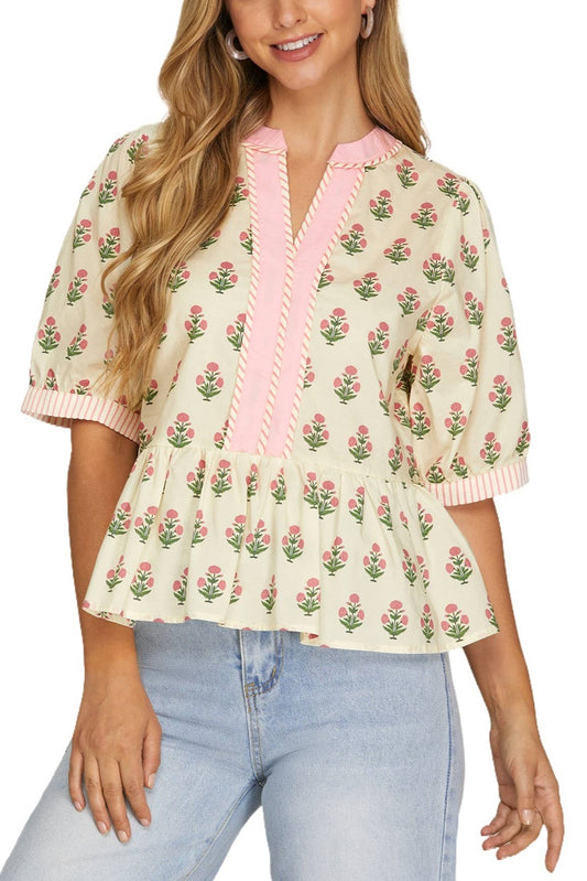 Peony Print Top