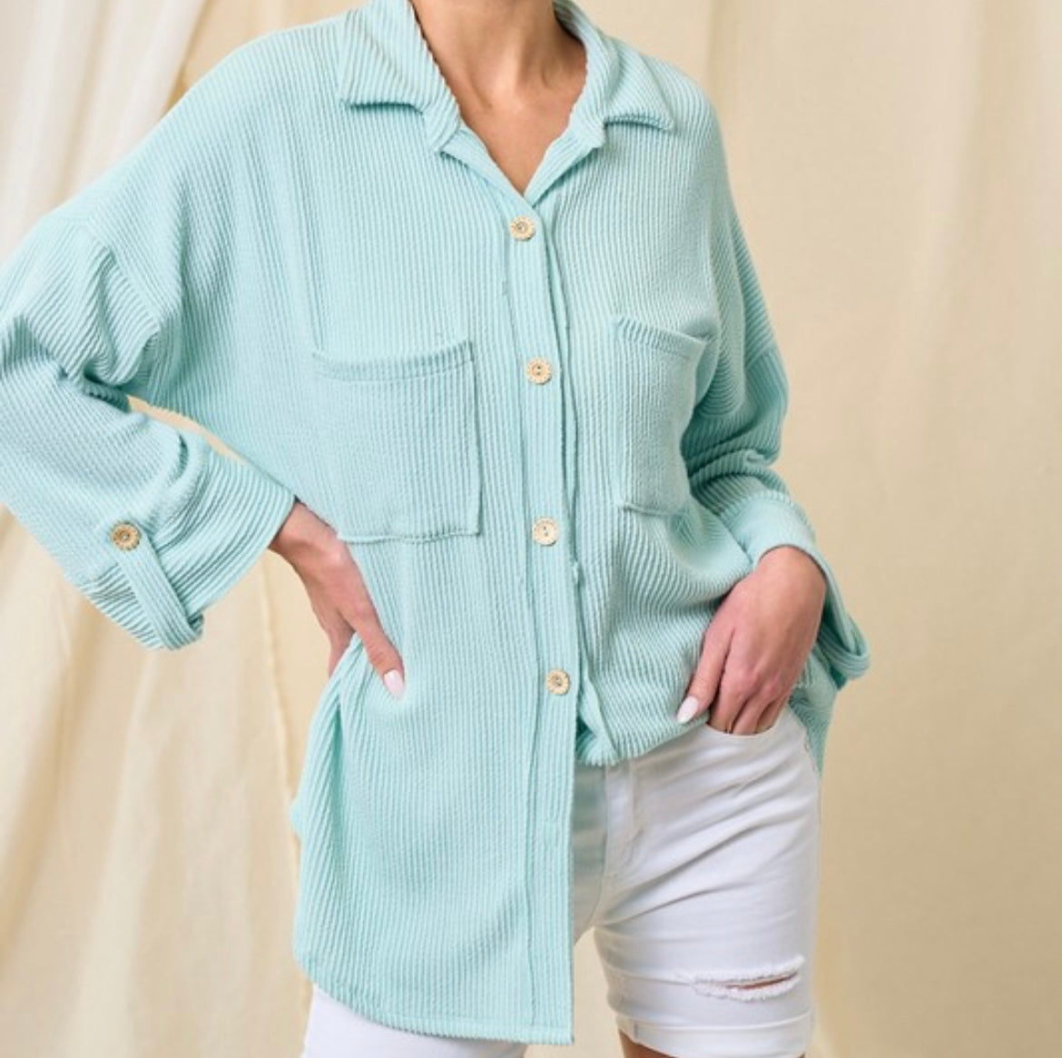 Sadie Corduroy Top — Mint