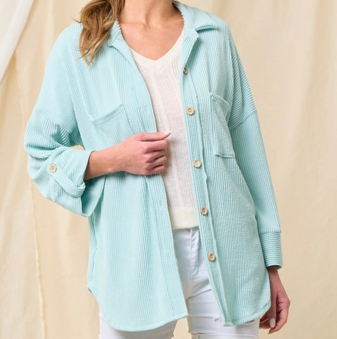 Sadie Corduroy Top — Mint