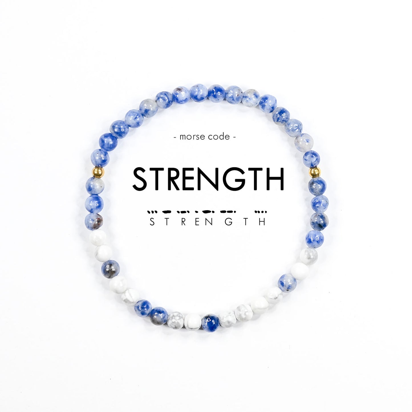 Morse Code Bracelet | STRENGTH - Howlite & Lapis