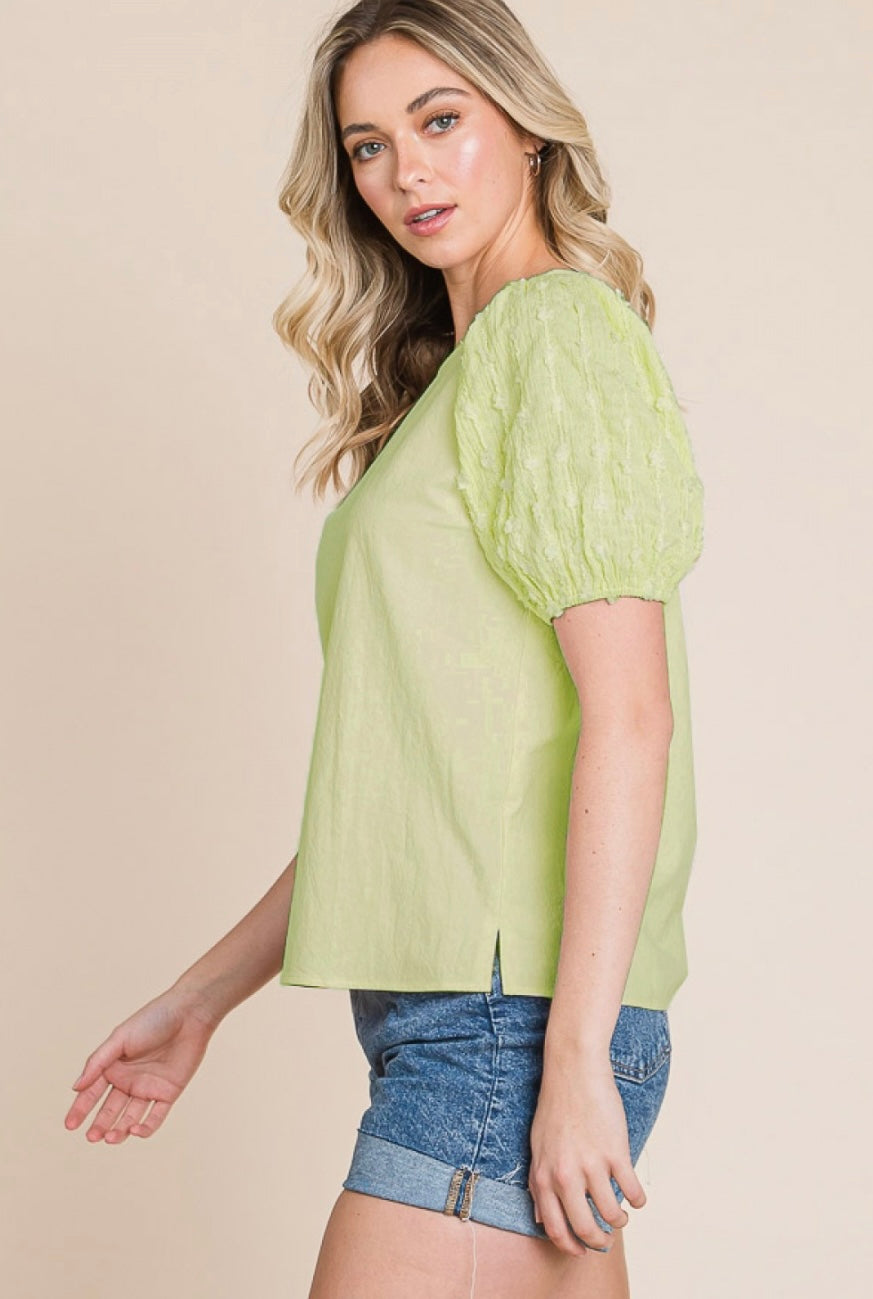 Sage Puff Sleeve Blouse