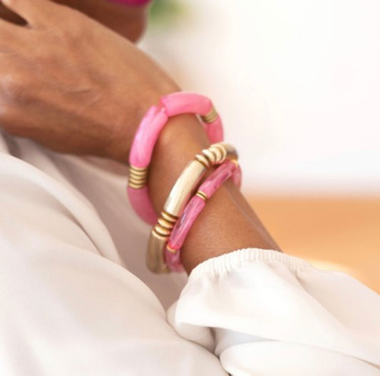 Lilian Bracelet Stack – Hot Pink