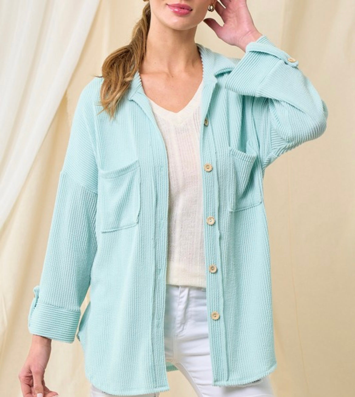 Sadie Corduroy Top — Mint