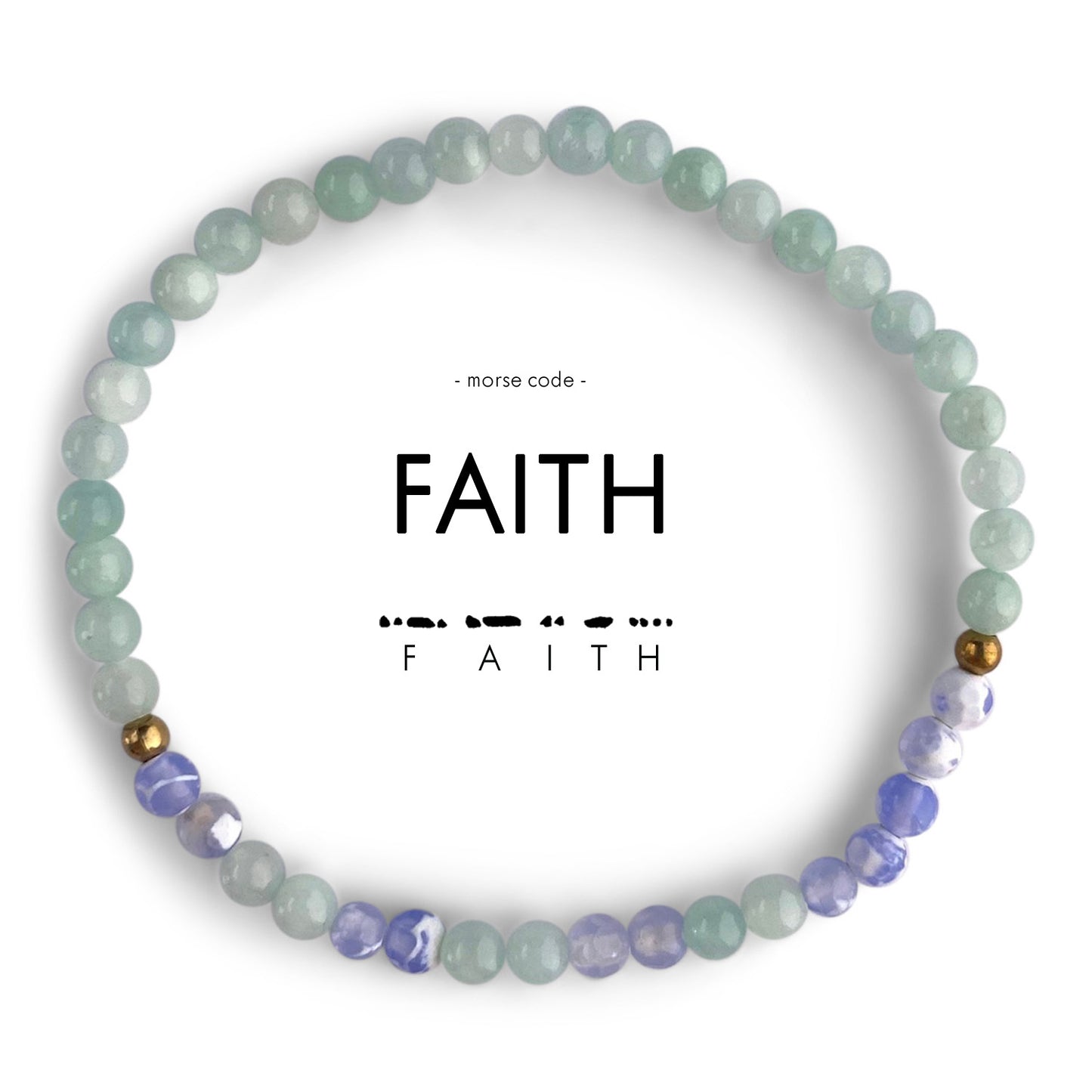 Morse Code Bracelet | FAITH - Mint & Blue Lace Agate