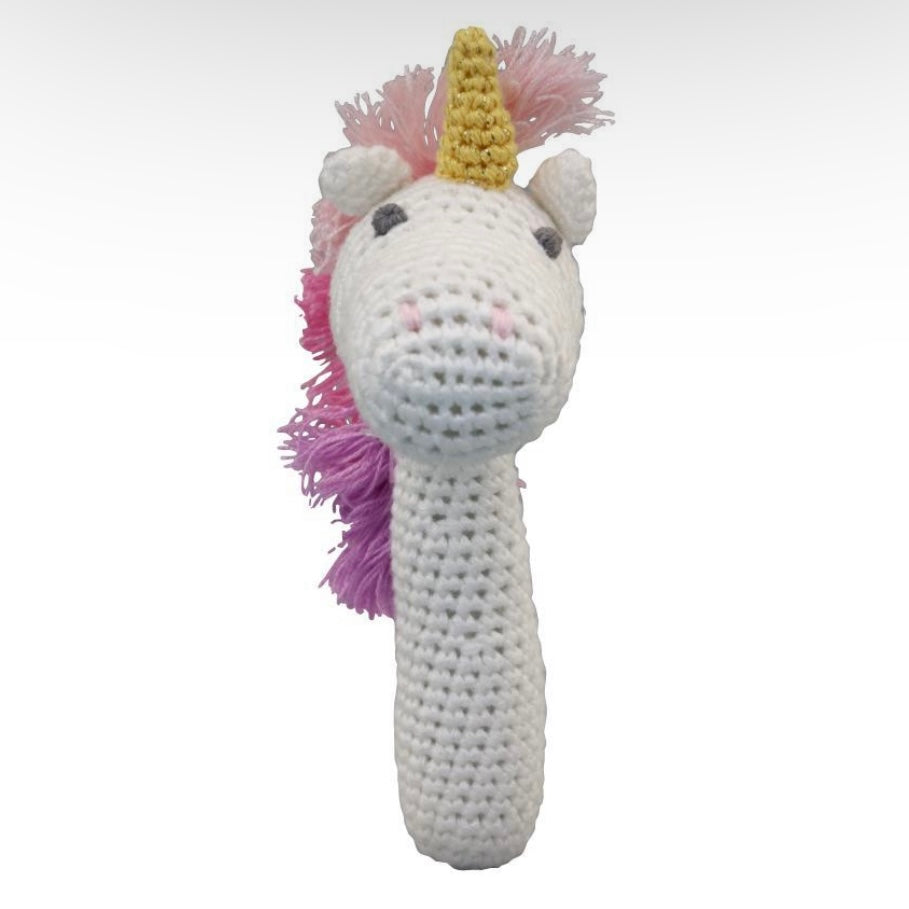 Unicorn Hand-Crochet Stick Rattle