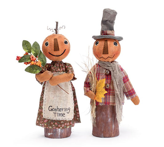 Vintage Pumpkin Couple Shelf Sitters