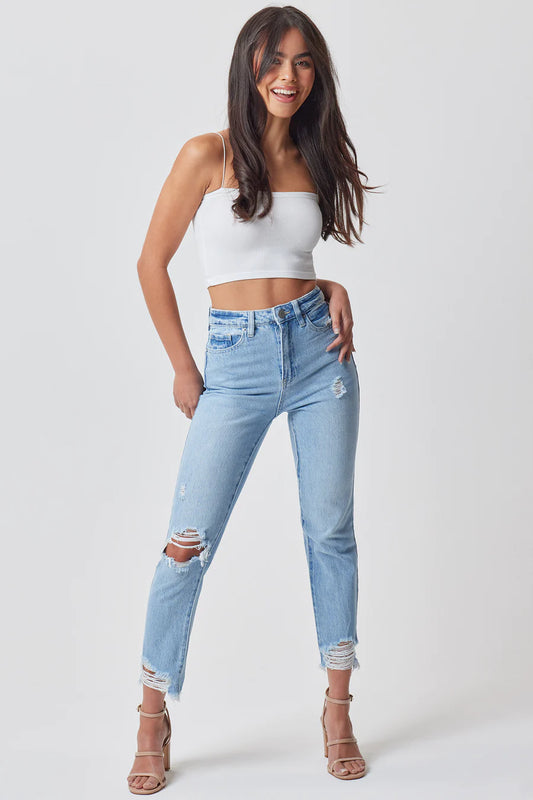 Nessie High-Rise Fit & Frayed Jeans