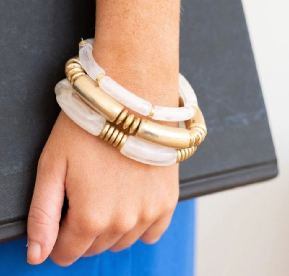 Lilian Bracelet Stack – White