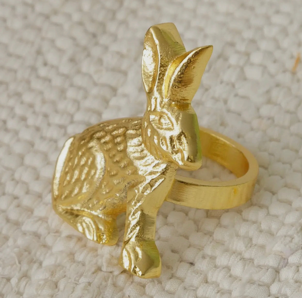 Golden Rabbit Napkin Ring — Set of 4