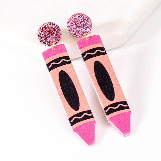 “Pretty in Pink” Crayon Earrings