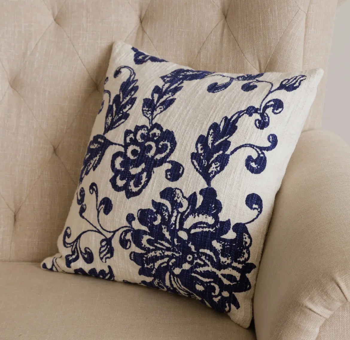 Blue Floral Pillow