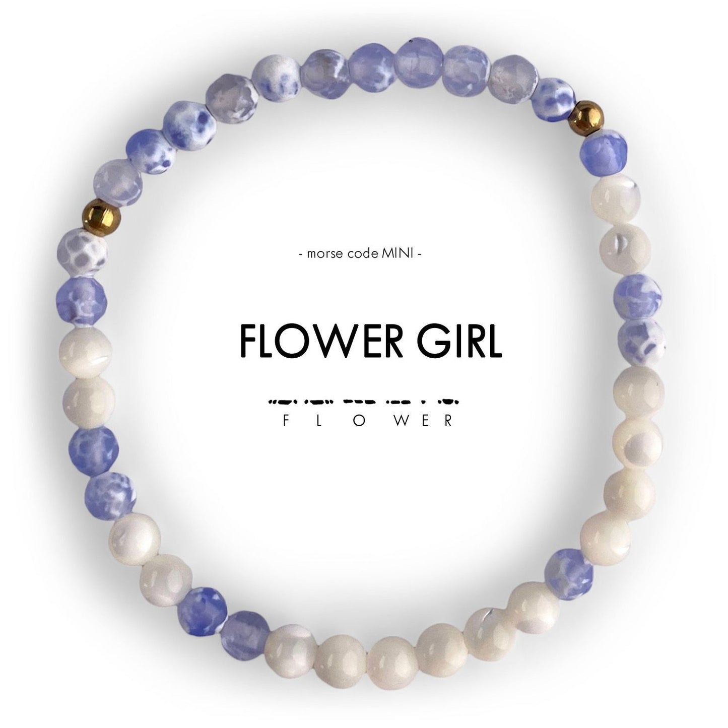 MINI Morse Code Bracelet | Flower Girl - Mother of Pearl & Blue Lace Agate