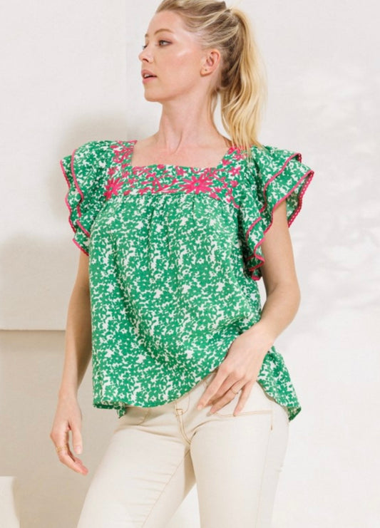 Carlie Floral Flutter Top