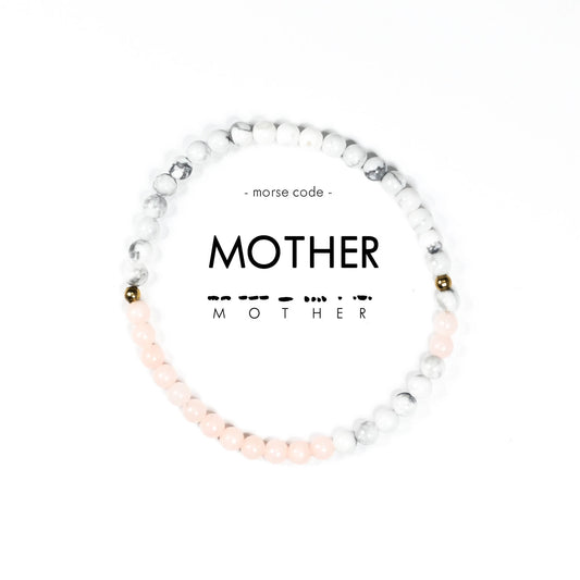 Morse Code Bracelet | MOTHER - Rose Quartz & Howlite