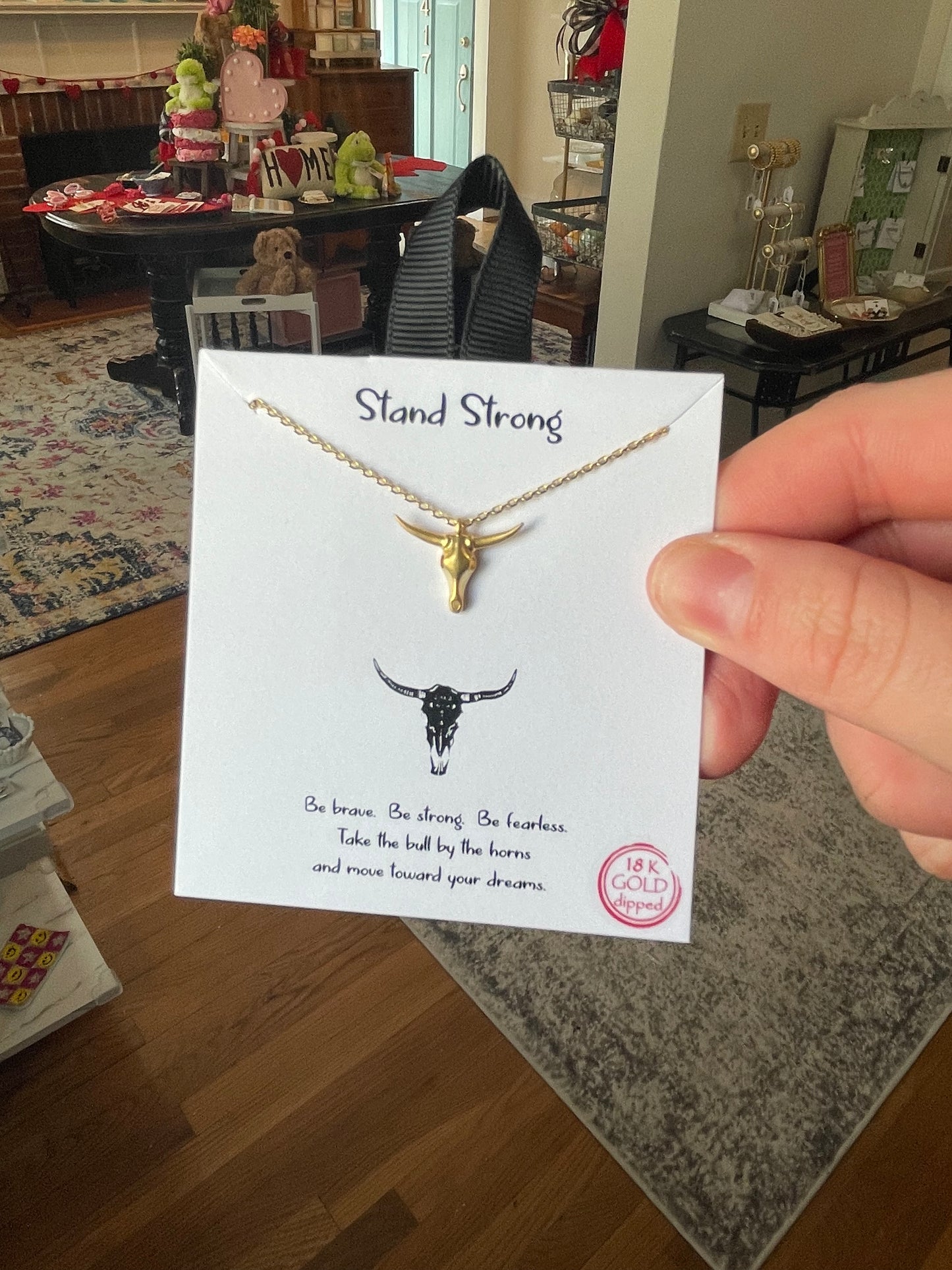 “Stand Strong” Longhorn Skull Necklace