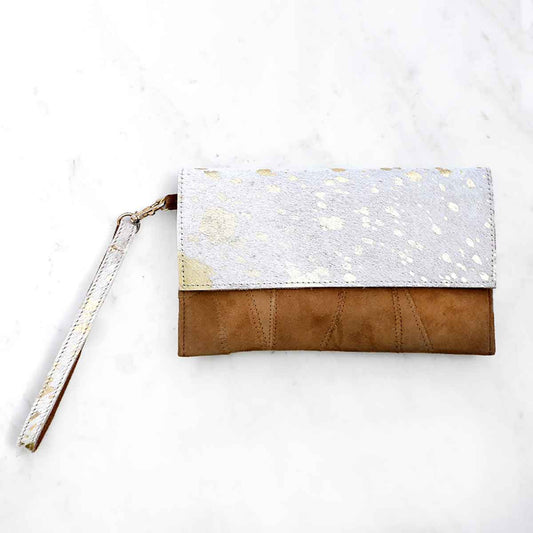 lana Speckled Metallic Hide Wristlet