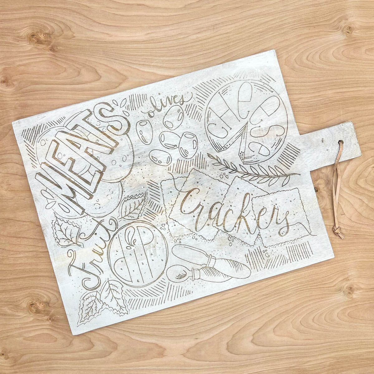 Illustrated Charcuterie Serving Board