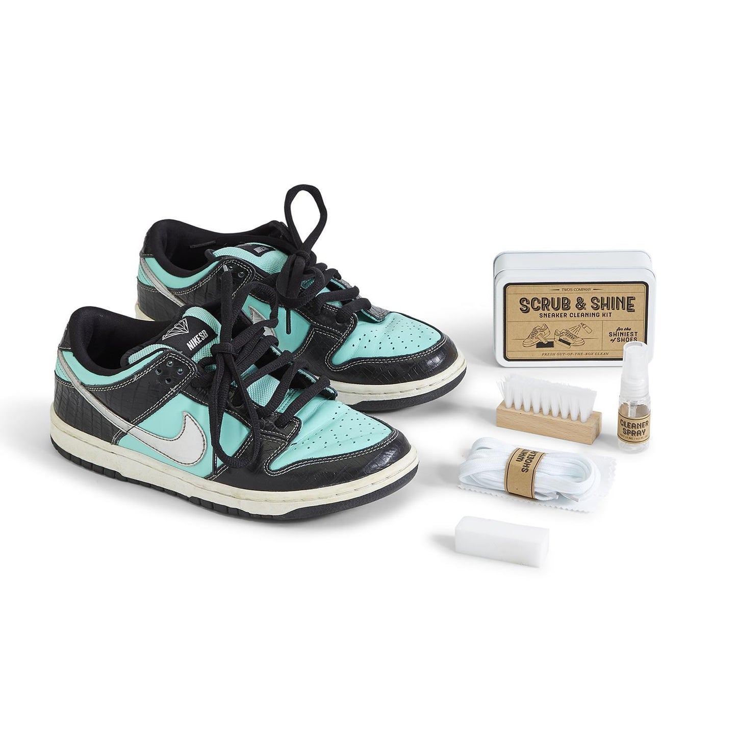 SCRUB AND SHINE SNEAKER CLEANING KIT IN TIN BOX