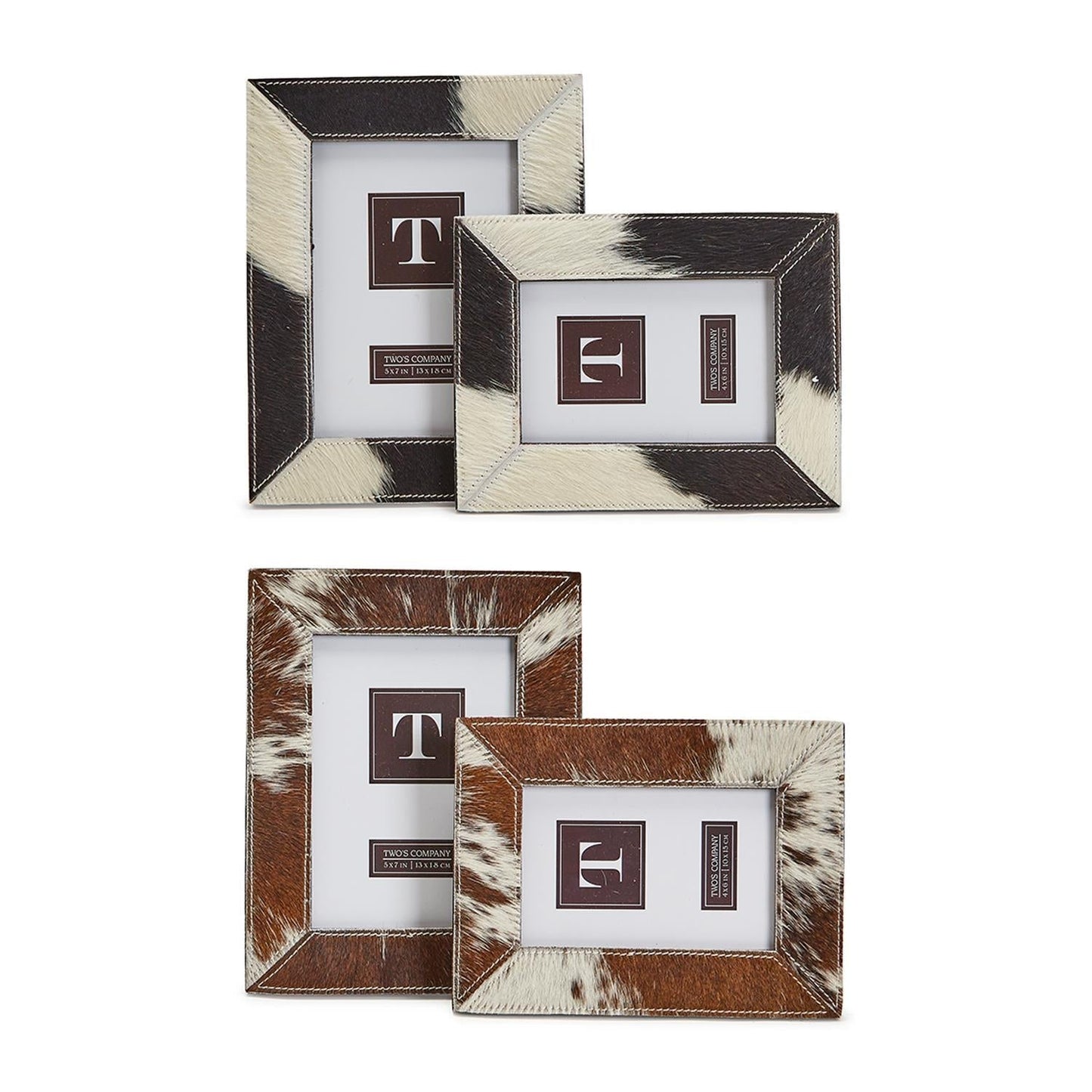 COWHIDE PHOTO FRAME 5x7 Brown and Ivory Natural Cowhide