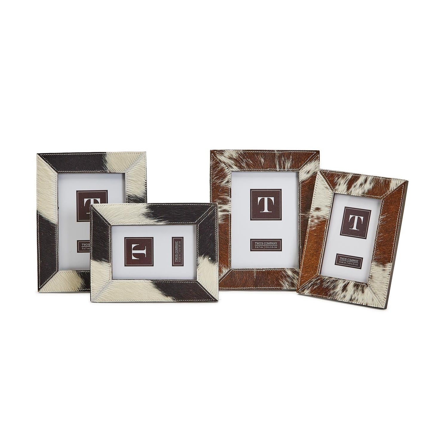 COWHIDE PHOTO FRAME 5x7 Brown and Ivory Natural Cowhide