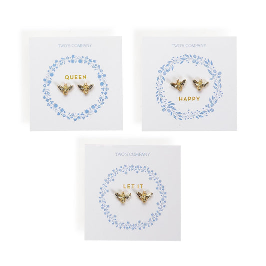 Golden Bee Pair of Earrings on Gift Card