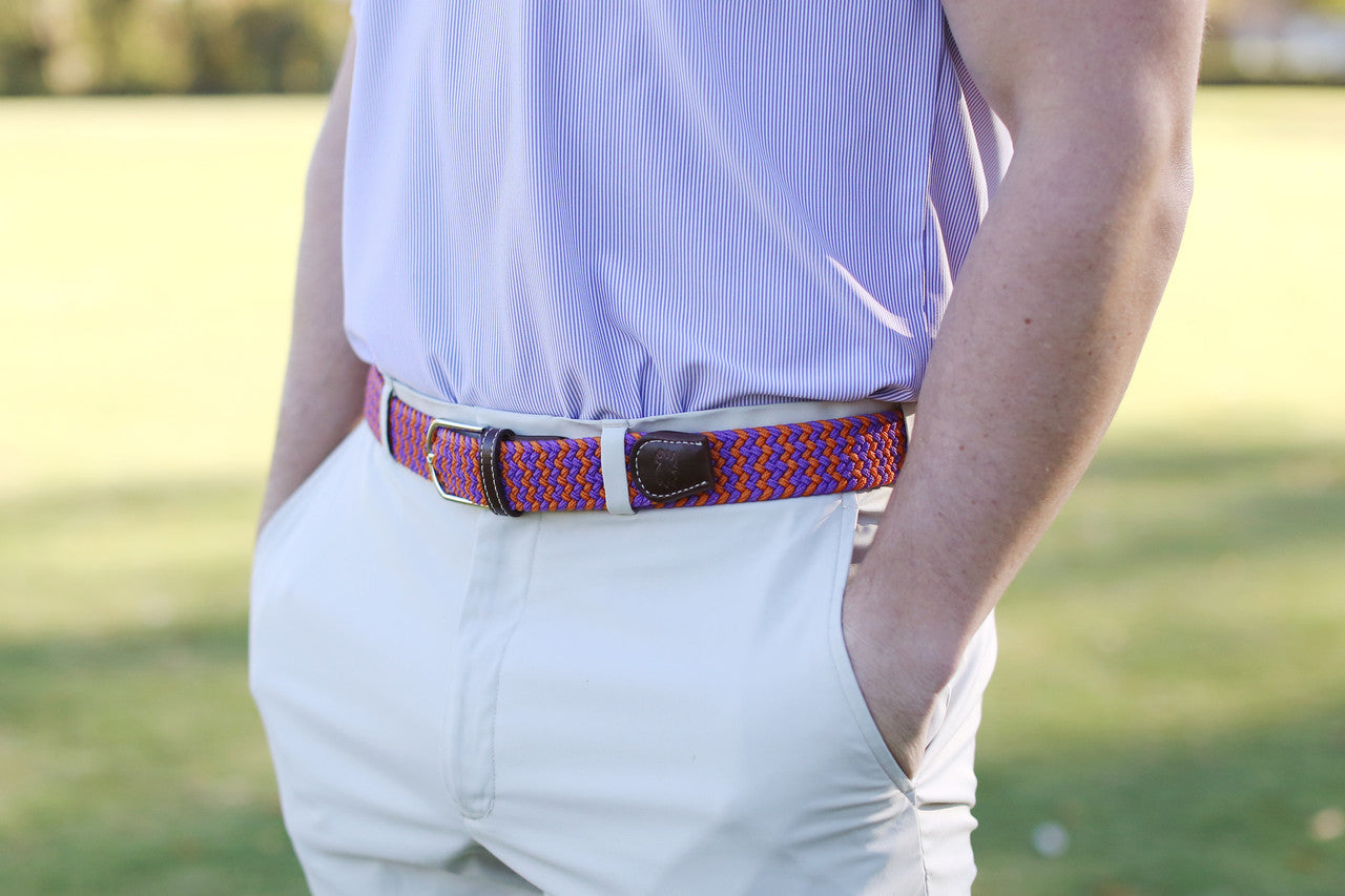 The Aiken Two Toned Woven Stretch Belt