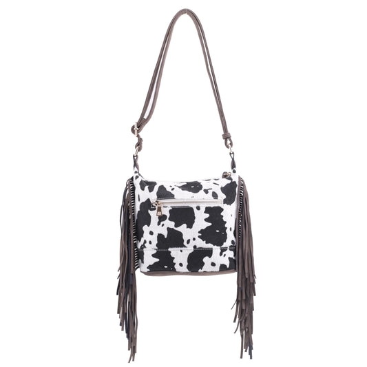 Cow print with Fringe Crossbody