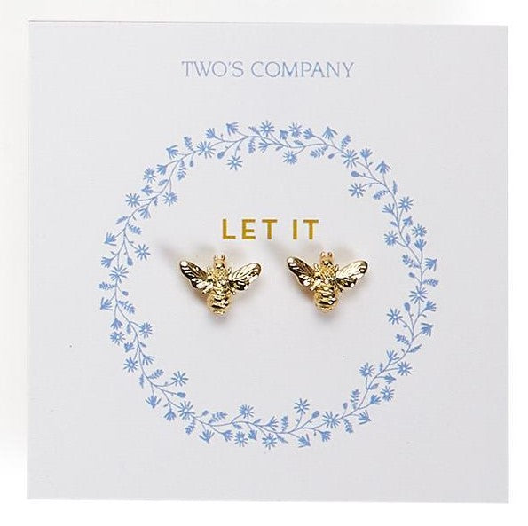 Golden Bee Pair of Earrings on Gift Card