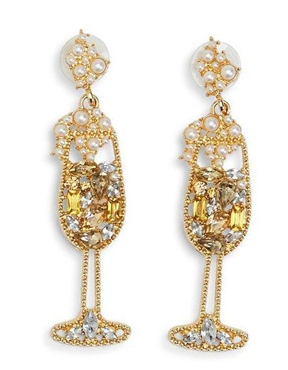 Trish Crystal Embellished Earrings on Vegan Leather