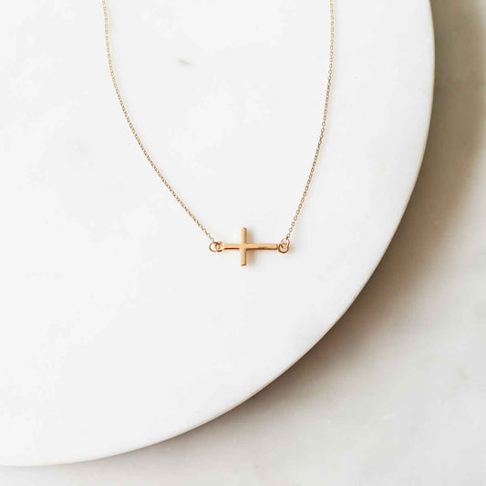 Blessing Cross Necklace Gold 14”