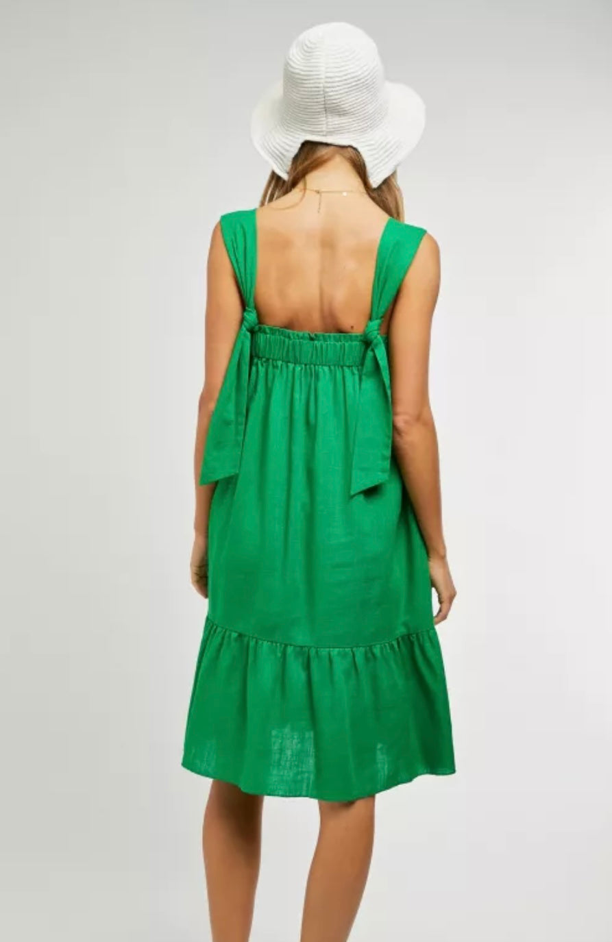 Claire Green Knotted Loose Fitted Dress